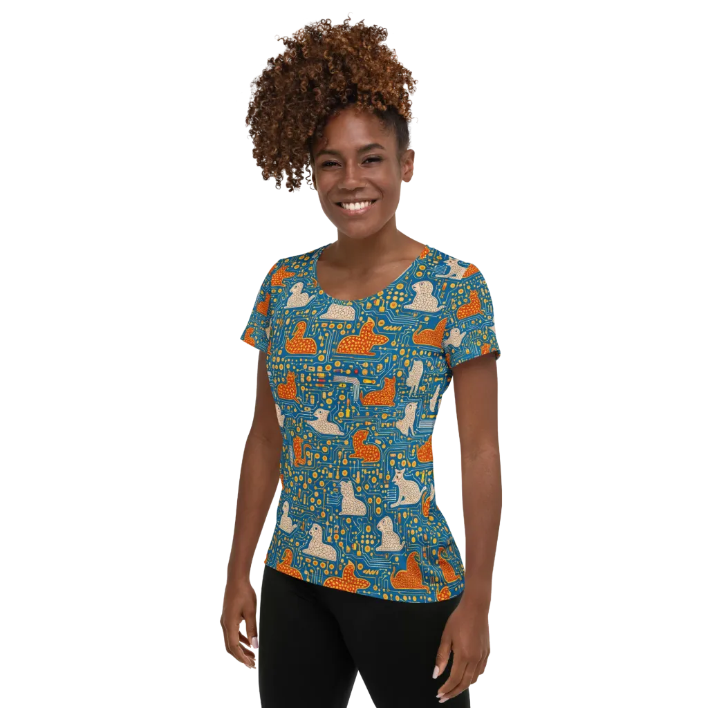 Copper Circuit Warren on Women's Athletic T-Shirt — Left