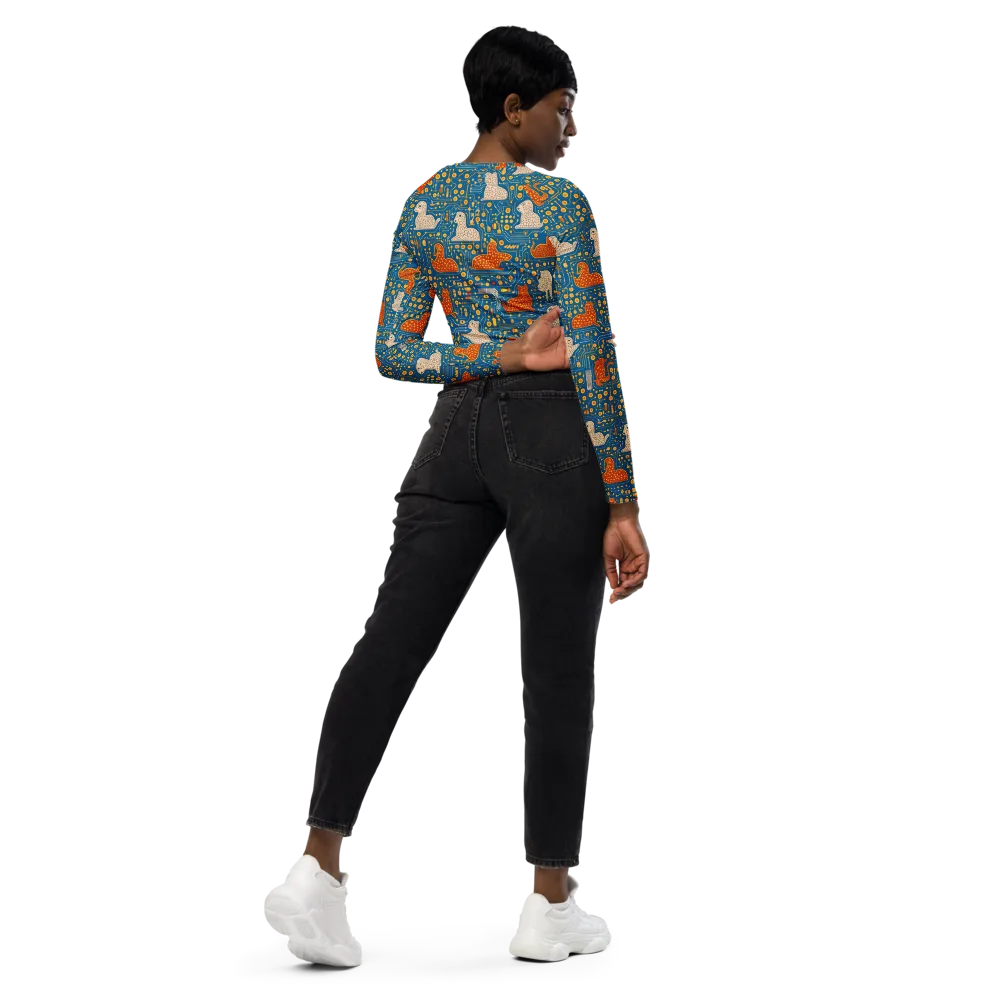 Copper Circuit Warren on Long Sleeve Crop Top — Right Back