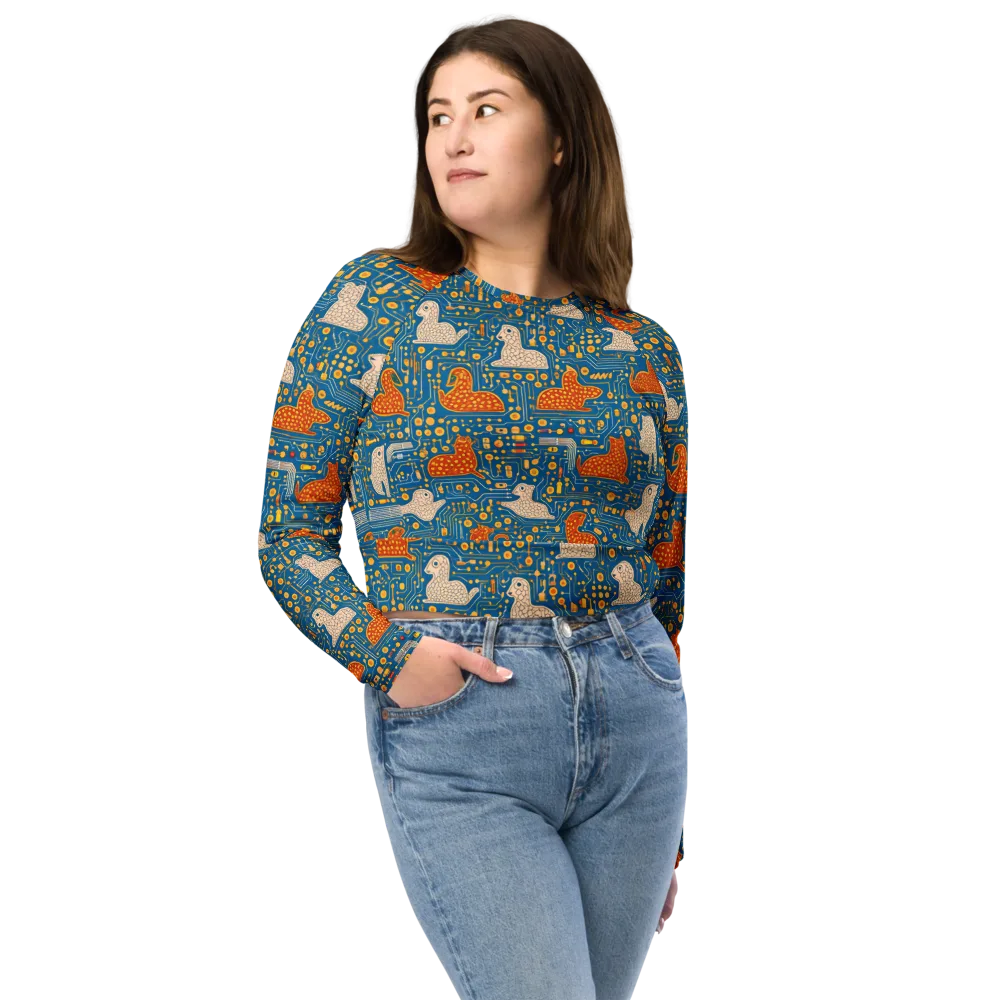 Copper Circuit Warren on Long Sleeve Crop Top — Front