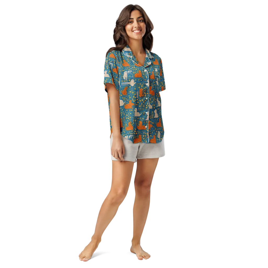 Copper Circuit Warren on Women's Short Sleeve Pajama Top — Front
