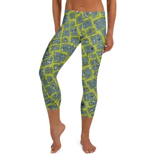 Lime Circuit on a Capri Leggings