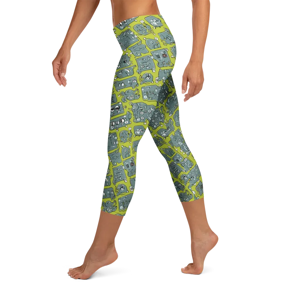 Lime Circuit on Capri Leggings — Left