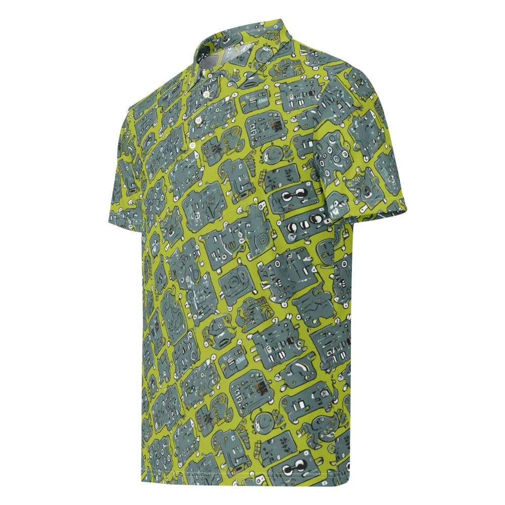 Lime Circuit on Men's Slim Fit Polo Shirt — Left Front