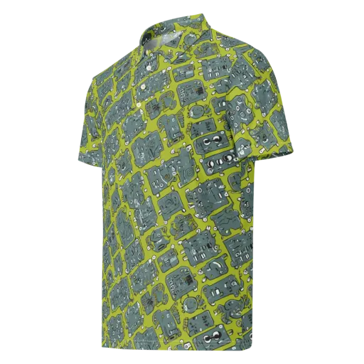 Lime Circuit on a Men's Slim Fit Polo Shirt