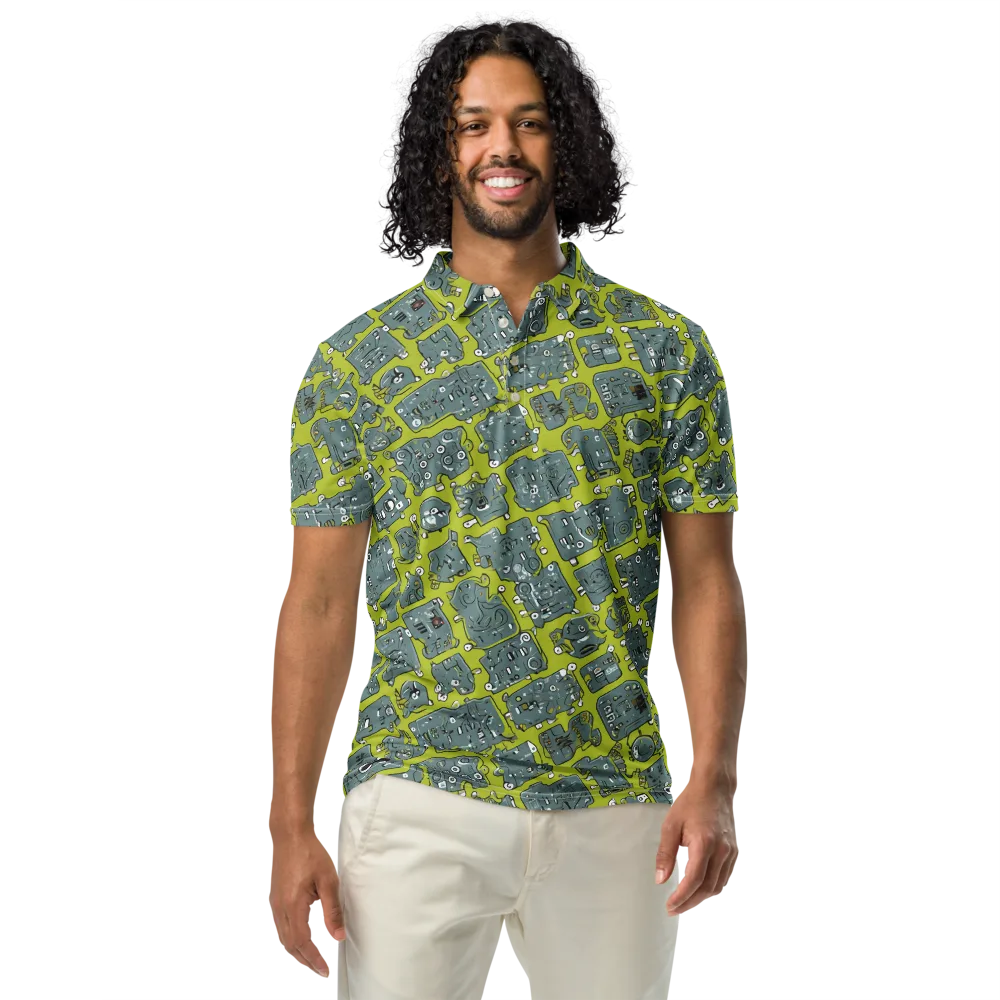 Lime Circuit on Men's Slim Fit Polo Shirt — Front