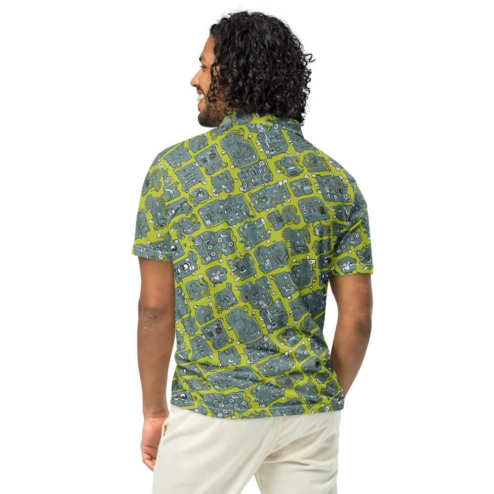 Lime Circuit on Men's Slim Fit Polo Shirt — Back
