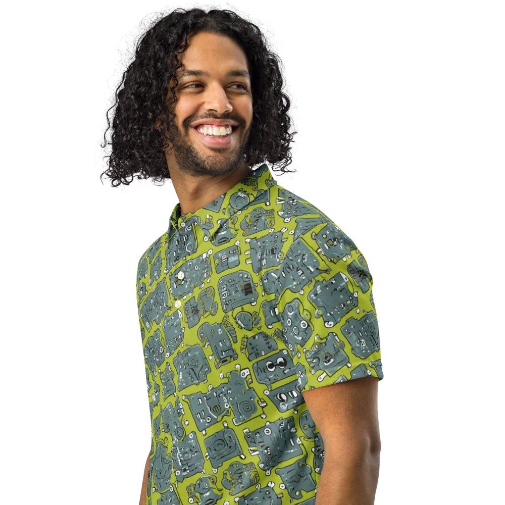 Lime Circuit on Men's Slim Fit Polo Shirt — Left Front