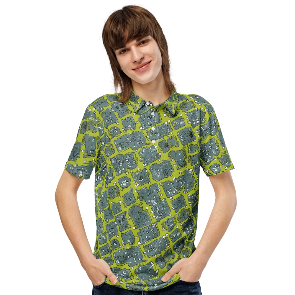 Lime Circuit on Men's Slim Fit Polo Shirt — Front
