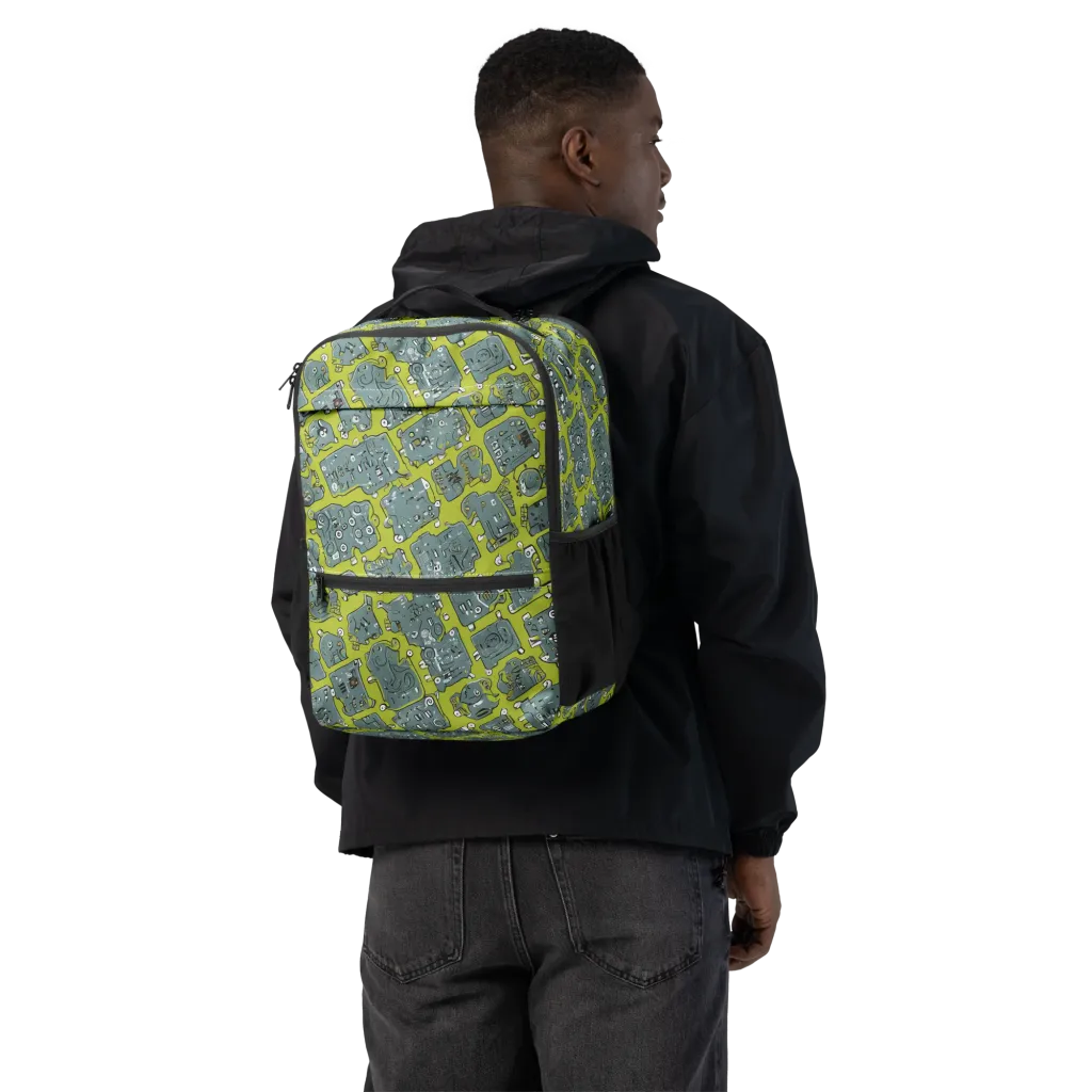 Lime Circuit on Utility Backpack — Back