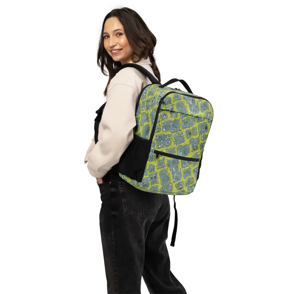 Lime Circuit on Utility Backpack — Back