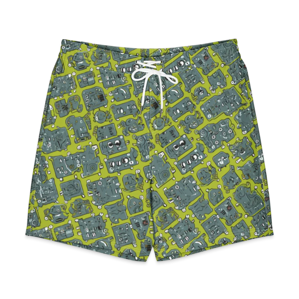 Lime Circuit on Men's Board Shorts — Front