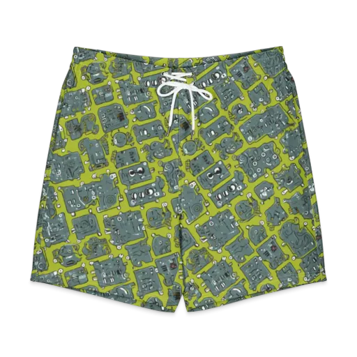 Lime Circuit on a Men's Board Shorts