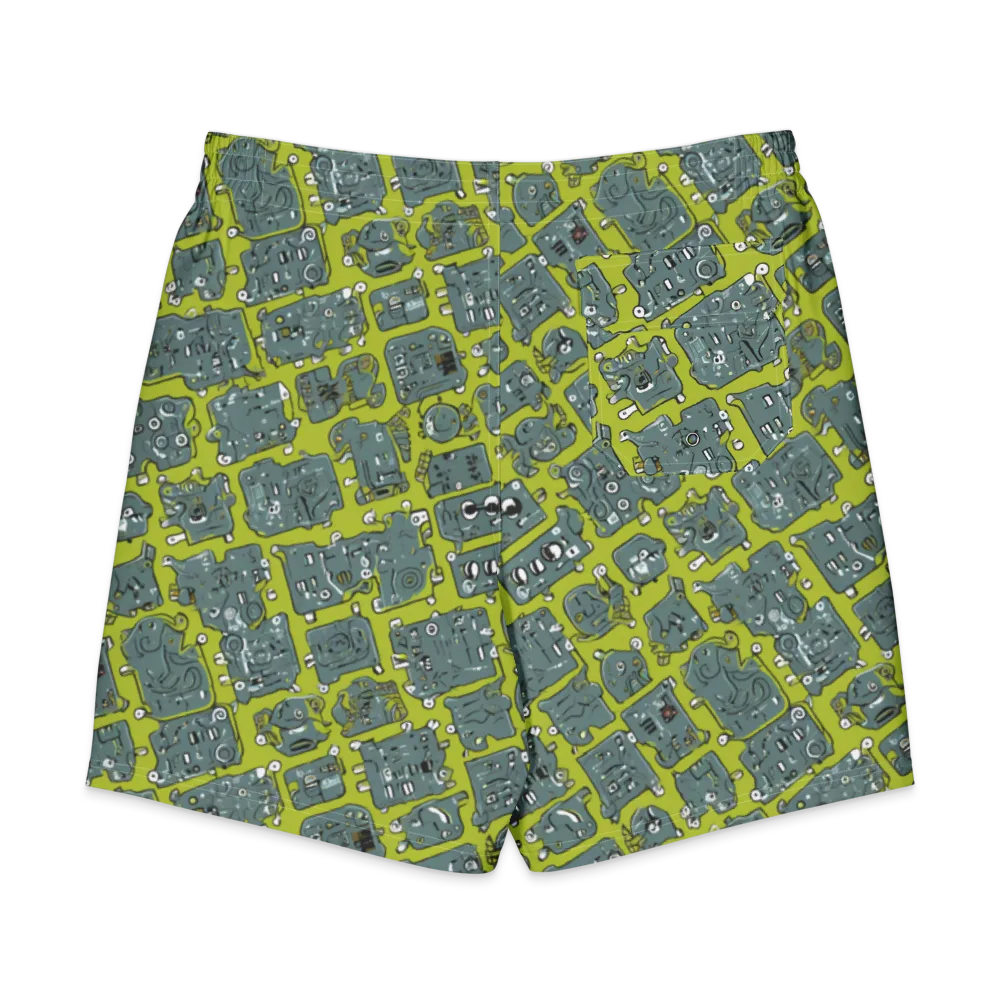 Lime Circuit on Men's Board Shorts — Back