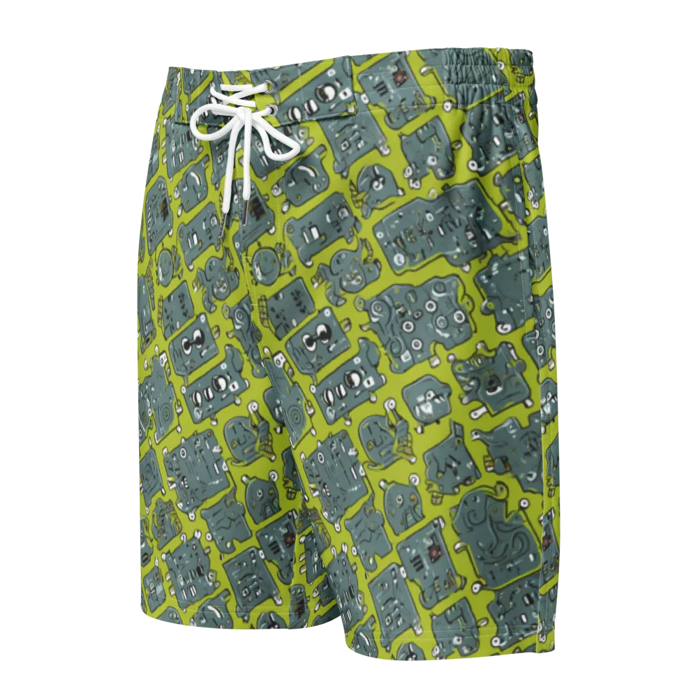 Lime Circuit on Men's Board Shorts — Front