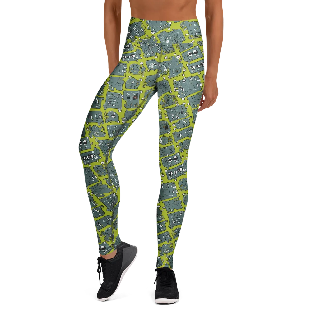 Lime Circuit on Yoga Leggings — Front
