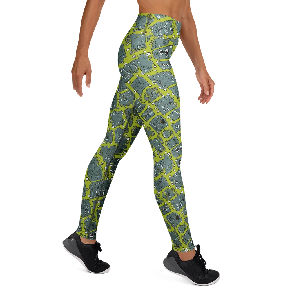 Lime Circuit on Yoga Leggings — Right