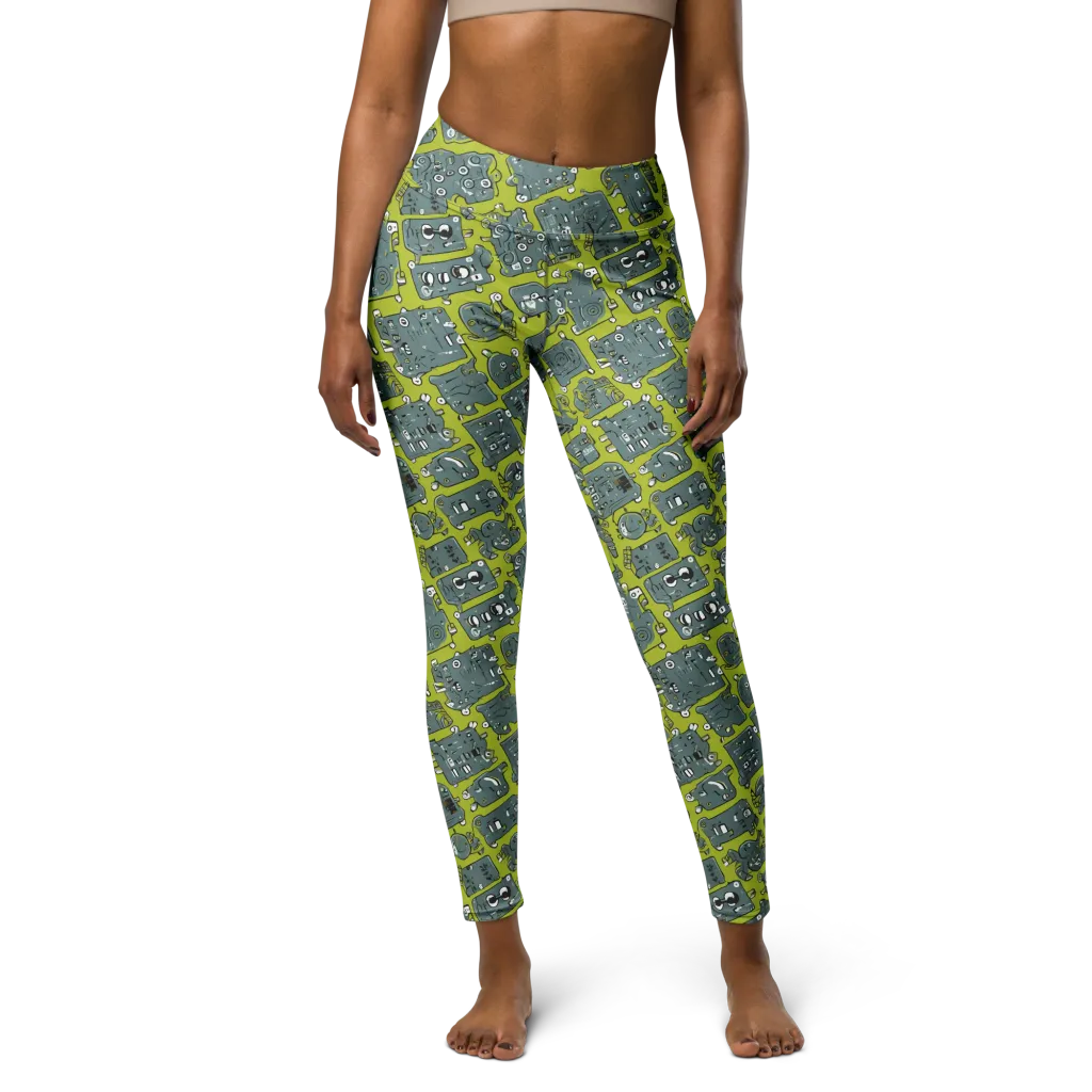 Lime Circuit on Yoga Leggings — Front