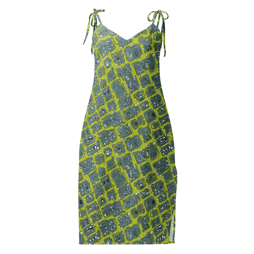 Lime Circuit on Slip Dress — Front