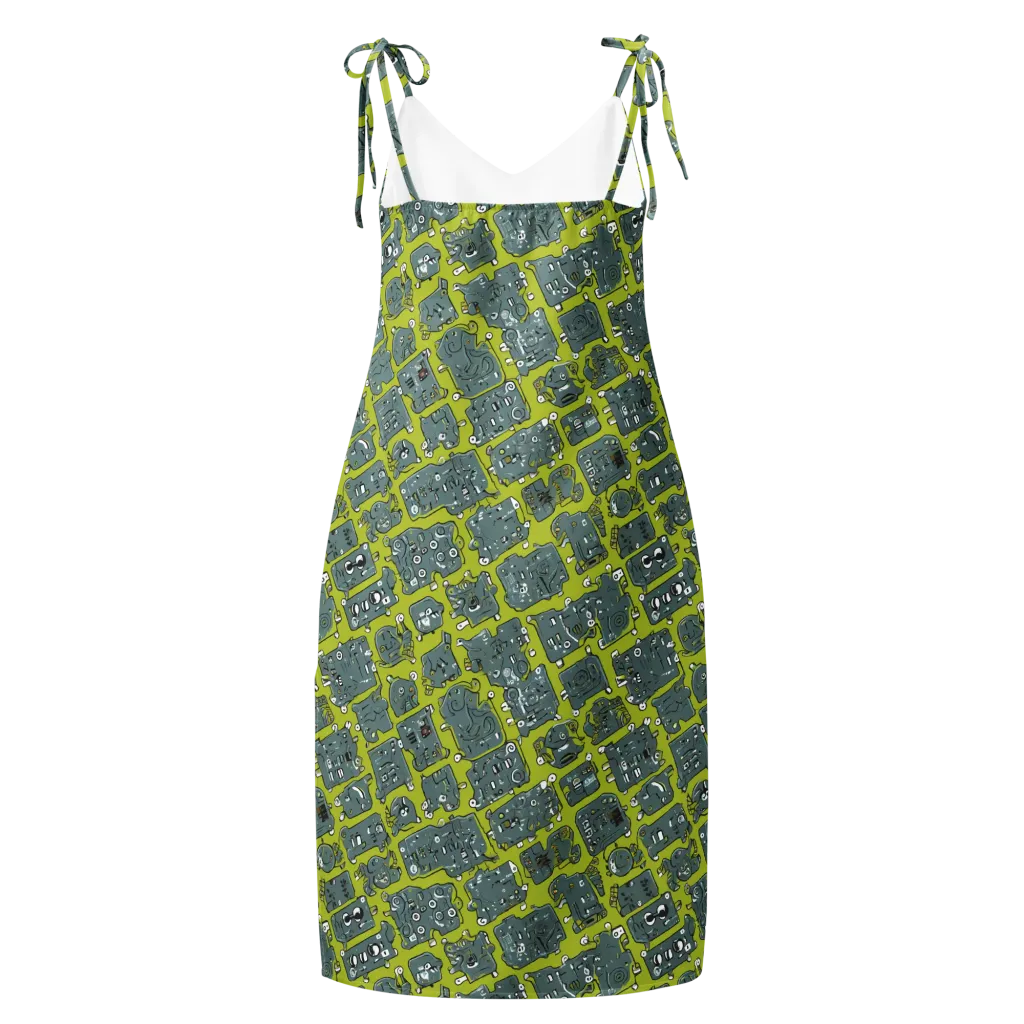 Lime Circuit on Slip Dress — Back