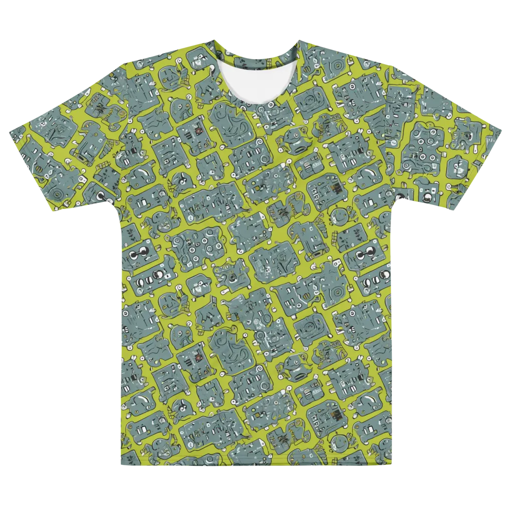 Lime Circuit on Men's Cotton Crew Neck T-Shirt — Front