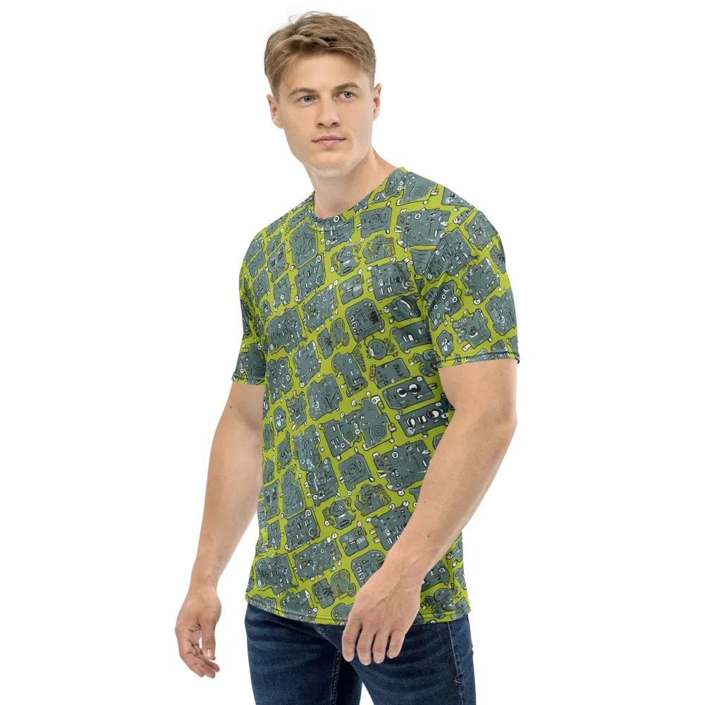 Lime Circuit on Men's Crew Neck T-Shirt — Left