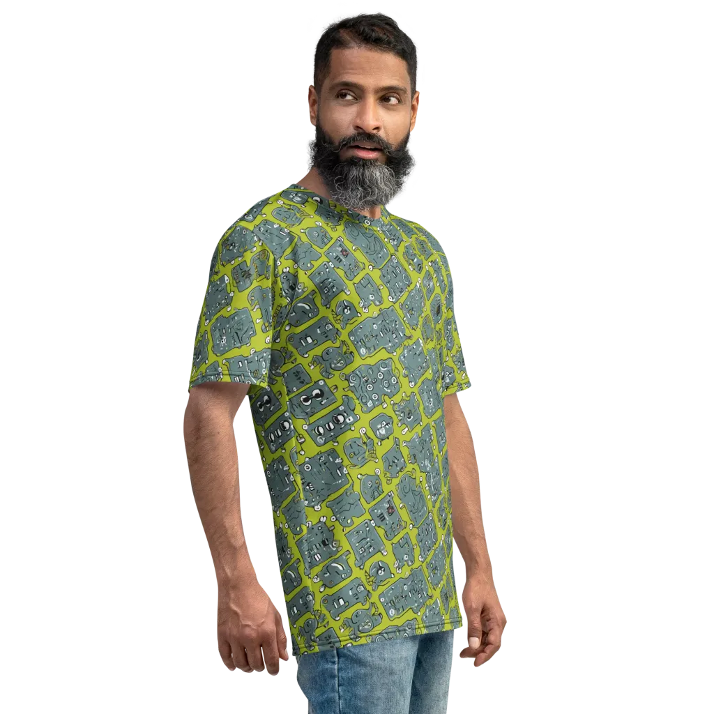 Lime Circuit on Men's Crew Neck T-Shirt — Right