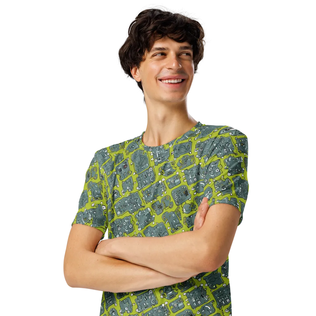 Lime Circuit on Men's Crew Neck T-Shirt — Left Front