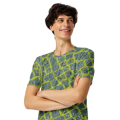 Lime Circuit on a Men's Crew Neck T-Shirt