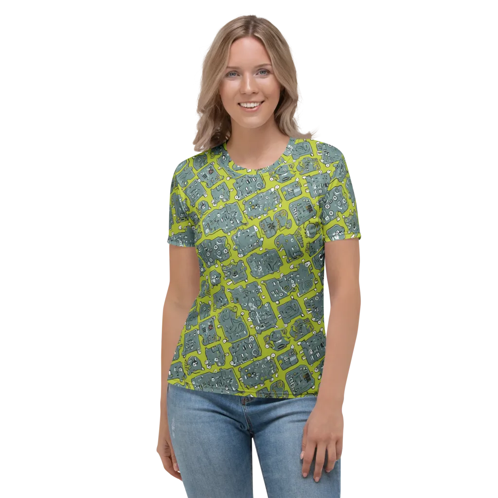 Lime Circuit on Women's Crew Neck T-Shirt — Front