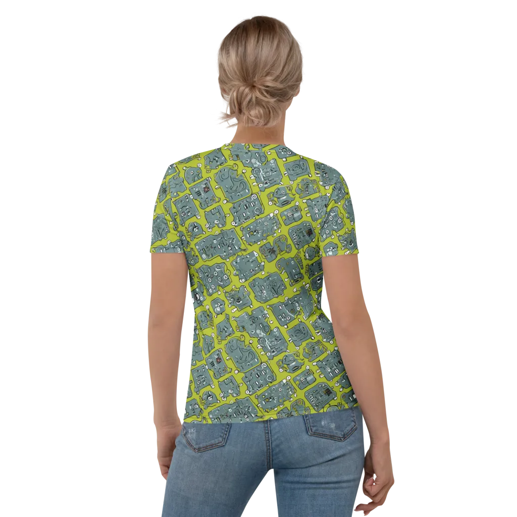Lime Circuit on Women's Crew Neck T-Shirt — Back