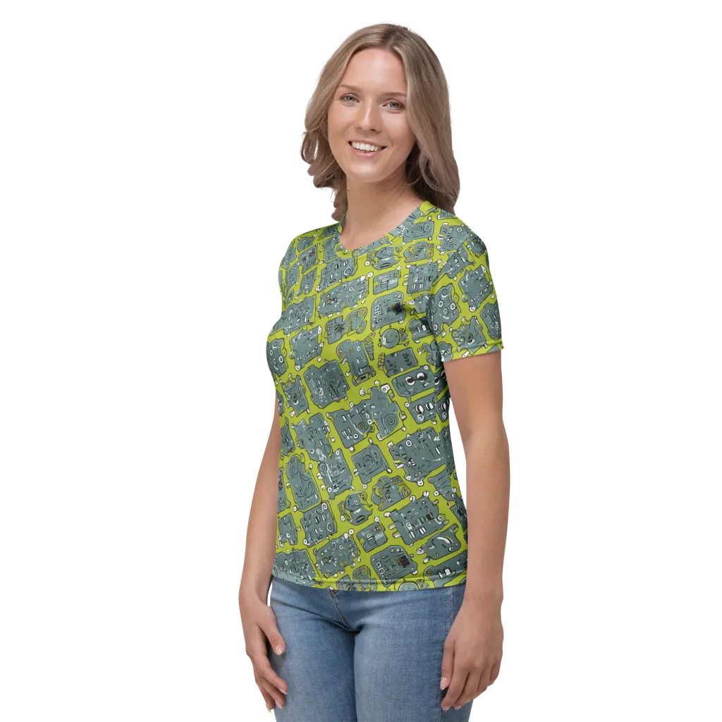 Lime Circuit on Women's Crew Neck T-Shirt — Left