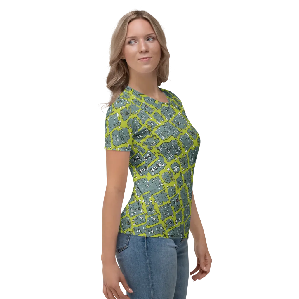 Lime Circuit on Women's Crew Neck T-Shirt — Right