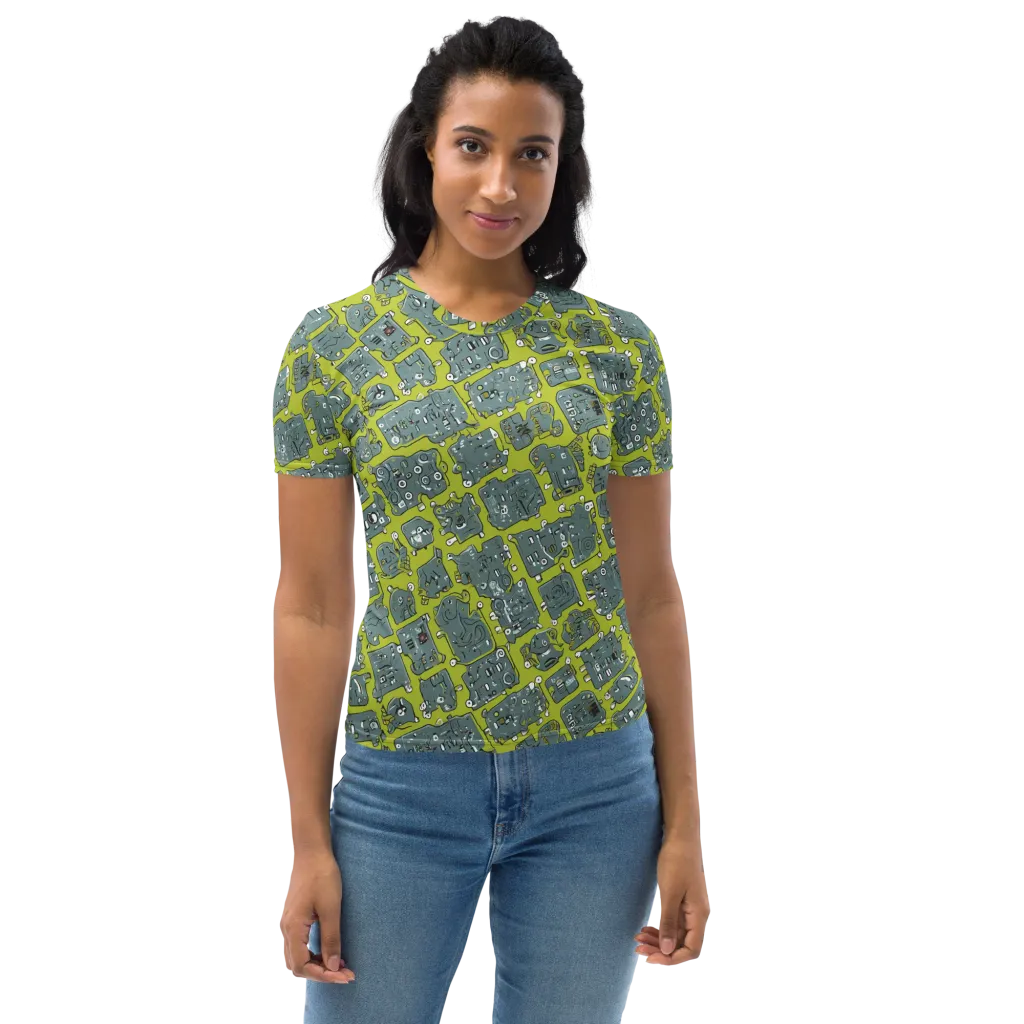 Lime Circuit on Women's Crew Neck T-Shirt — Front