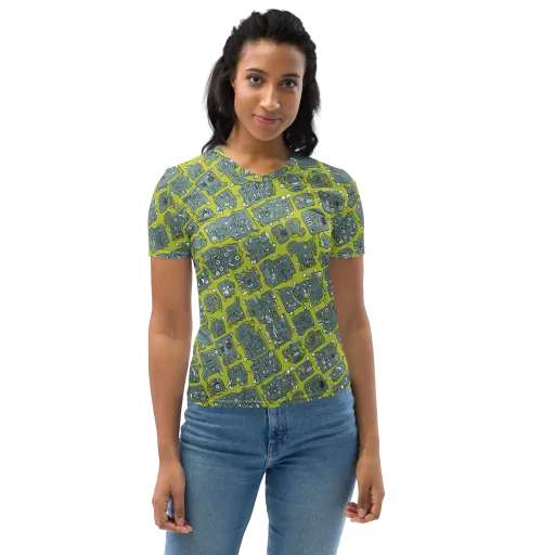 Lime Circuit on a Women's Crew Neck T-Shirt