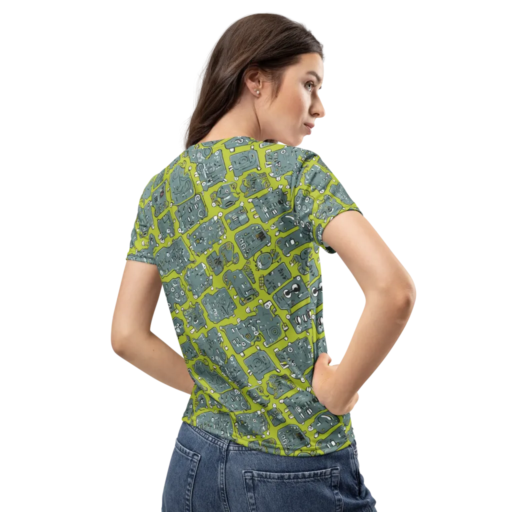 Lime Circuit on Women's Crew Neck T-Shirt — Back