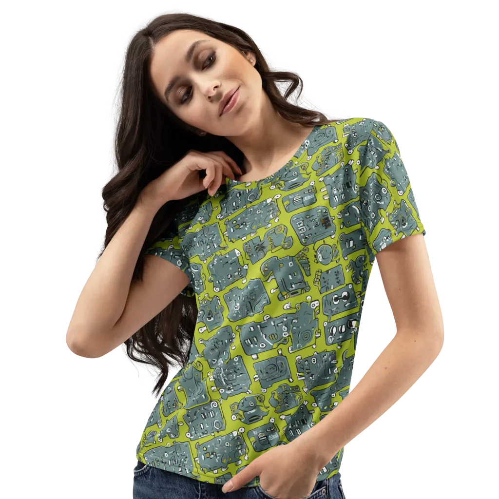 Lime Circuit on Women's Crew Neck T-Shirt — Left Front