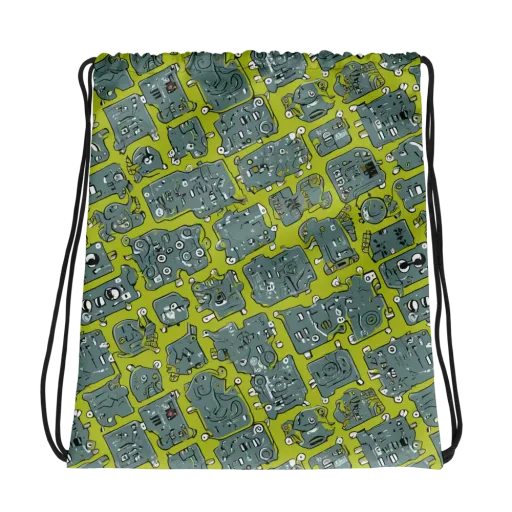 Lime Circuit on a Drawstring Bag