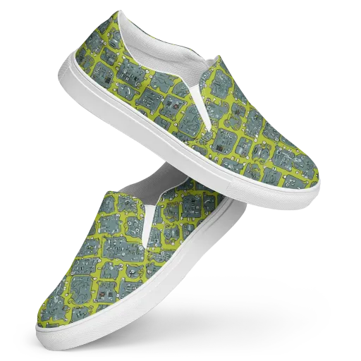 Lime Circuit on a Women's Slip-On Canvas Shoes