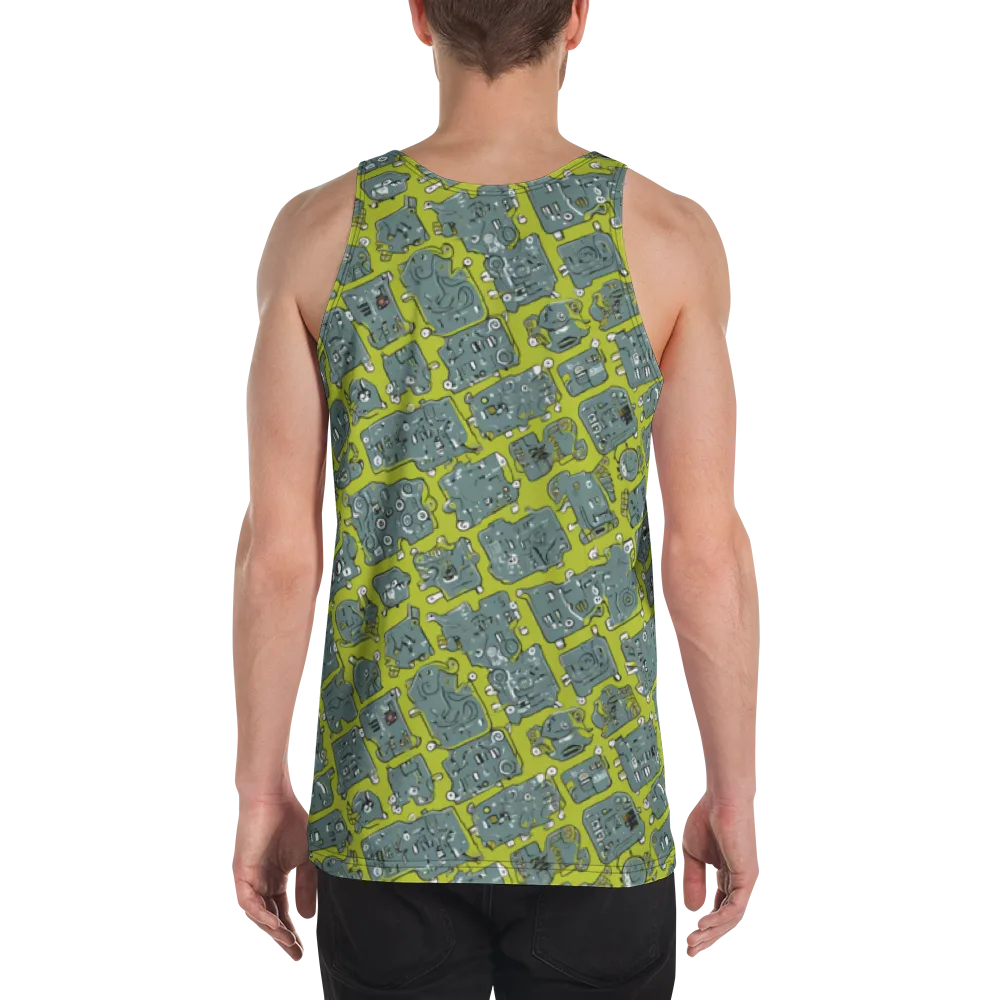 Lime Circuit on Men's Tank Top — Back