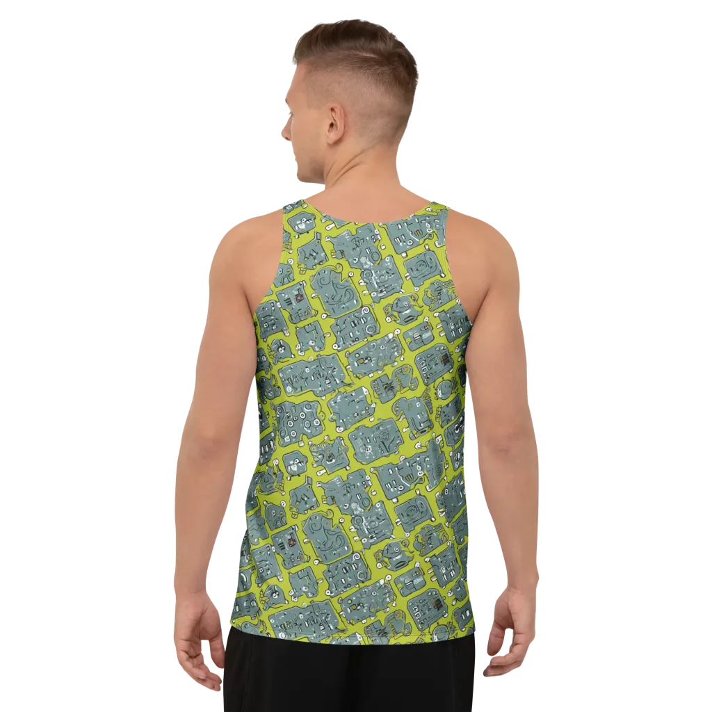 Lime Circuit on Men's Tank Top — Back