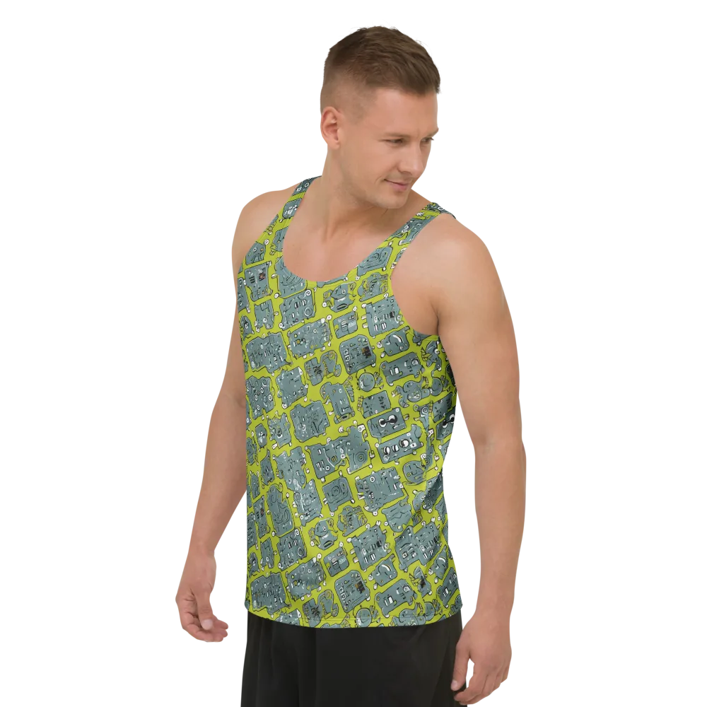 Lime Circuit on Men's Tank Top — Left Front