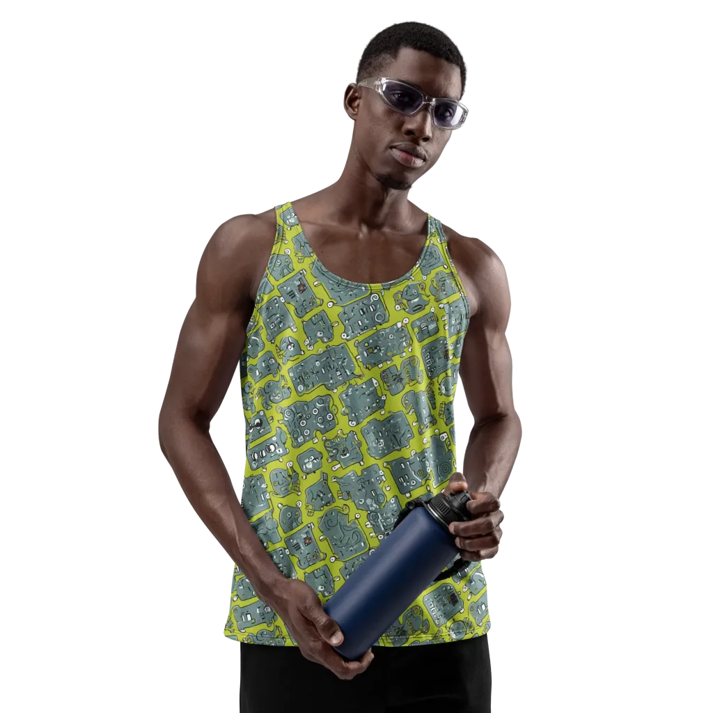 Lime Circuit on Men's Tank Top — Front