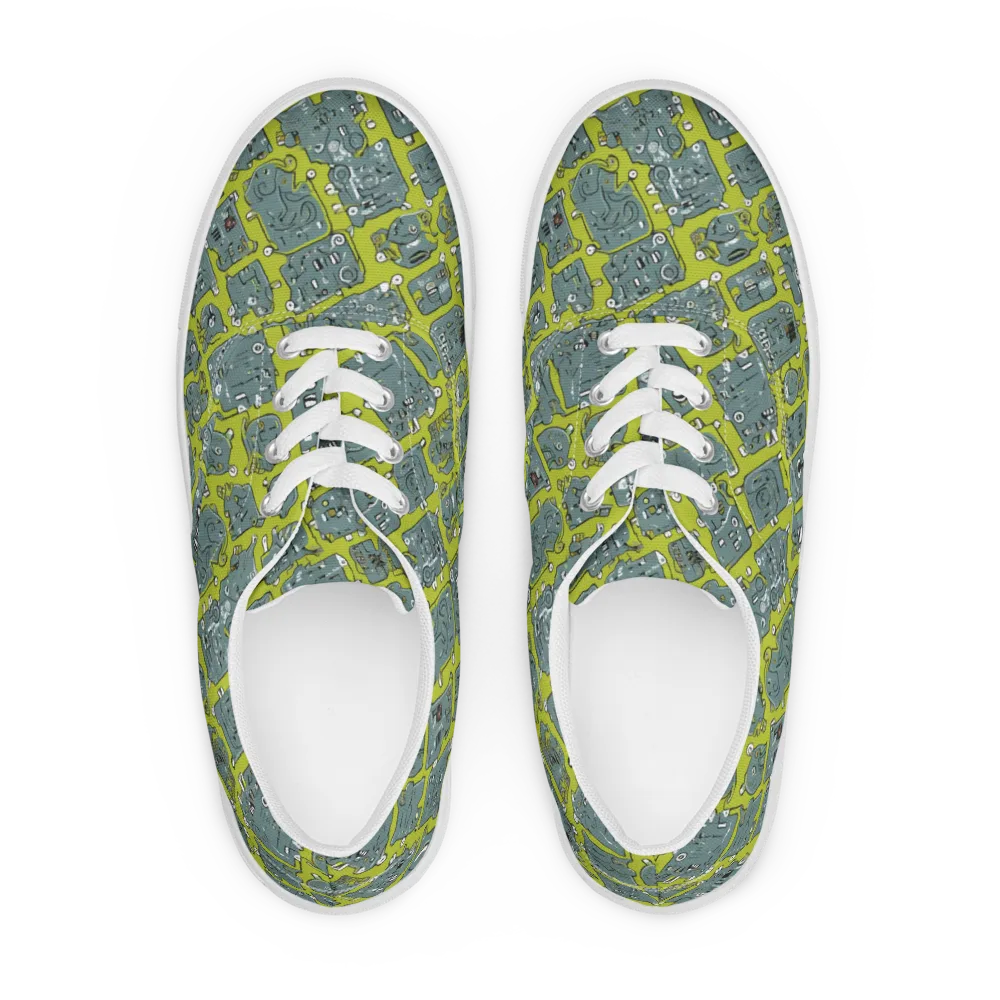Lime Circuit on Men's Lace-Up Canvas Shoes — Front