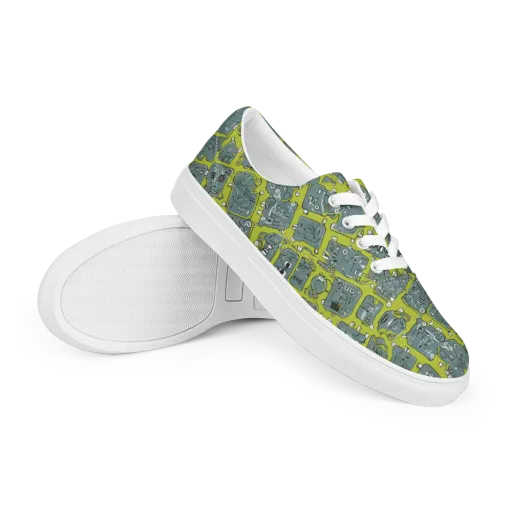 Lime Circuit on a Men's Lace-Up Canvas Shoes