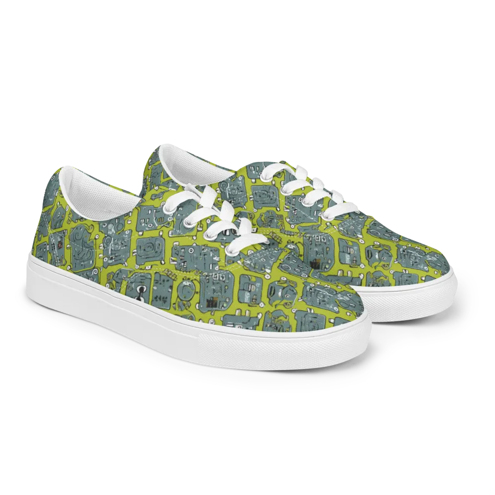 Lime Circuit on Men's Lace-Up Canvas Shoes — Right Front
