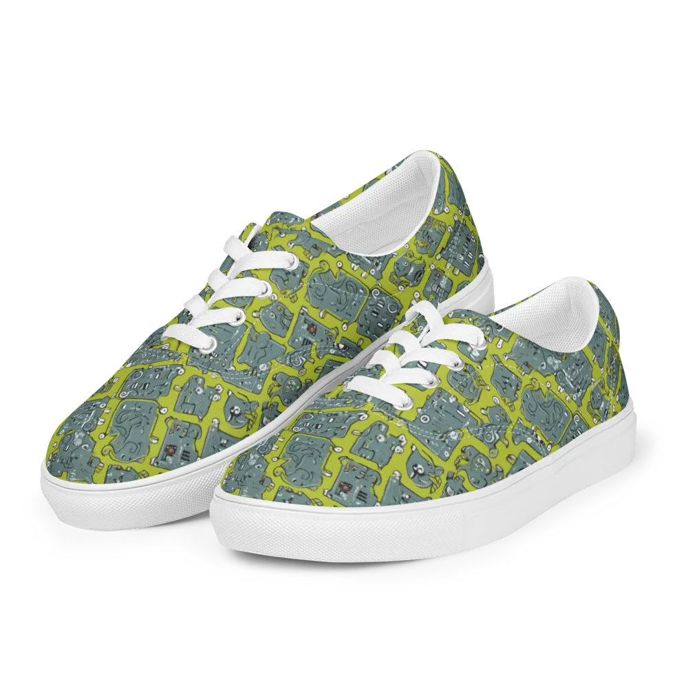 Lime Circuit on Men's Lace-Up Canvas Shoes — Left Front