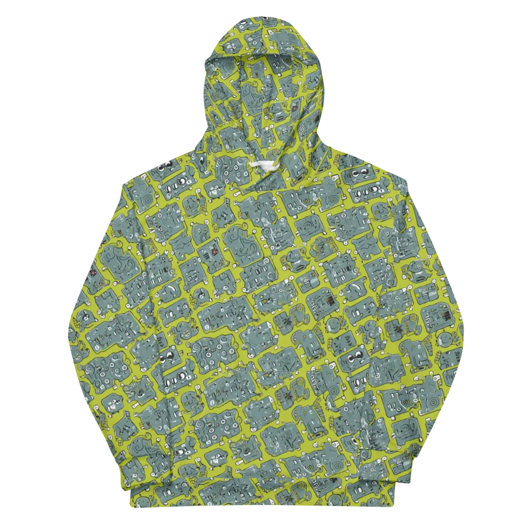 Lime Circuit on Cotton Hoodie — Front