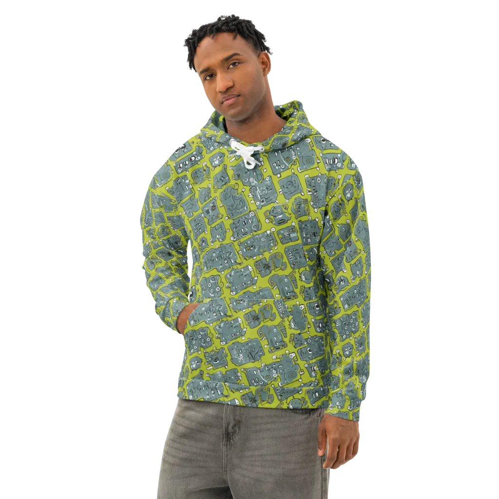 Lime Circuit on Cotton Hoodie — Left Front
