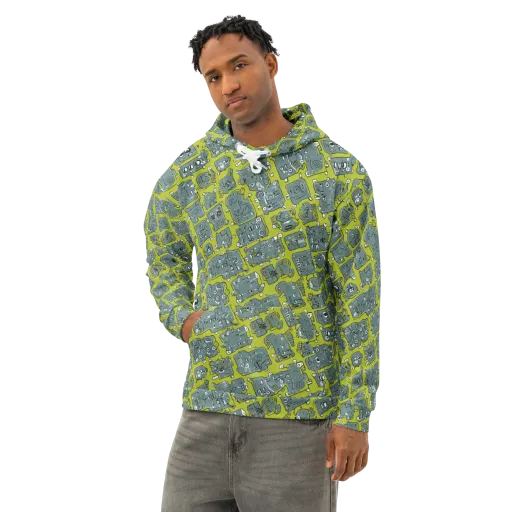Lime Circuit on a Cotton Hoodie