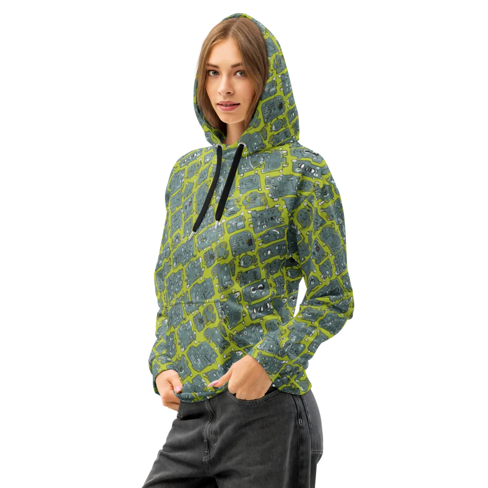 Lime Circuit on Cotton Hoodie — Left Front